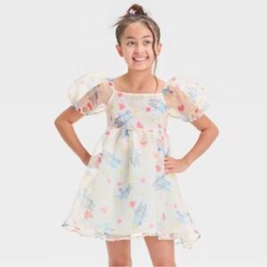 Bluey Theme Heart Accent Fancy Party Dress Sz S (6-7)